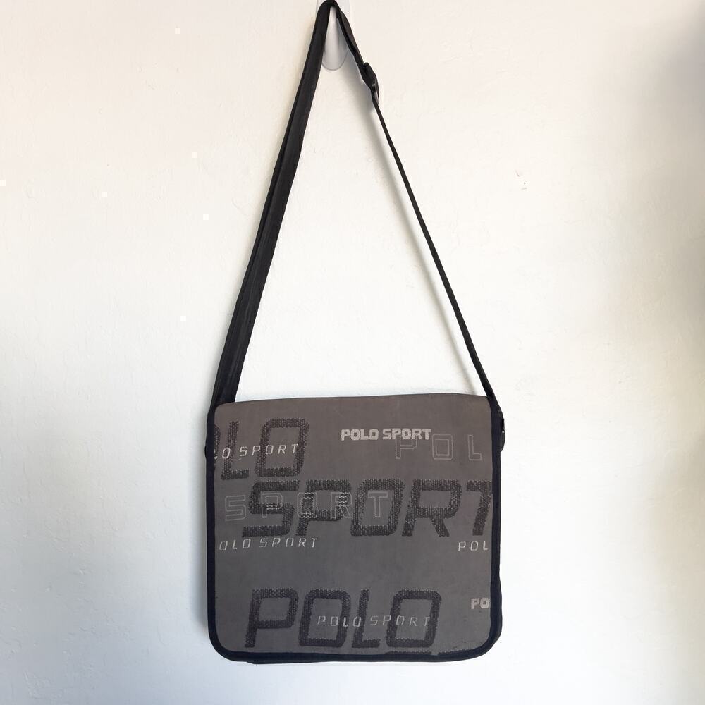 Vintage Polo Sport Ralph Lauren Y2K 90s Messenger Crossbody Tan Bag Sporty